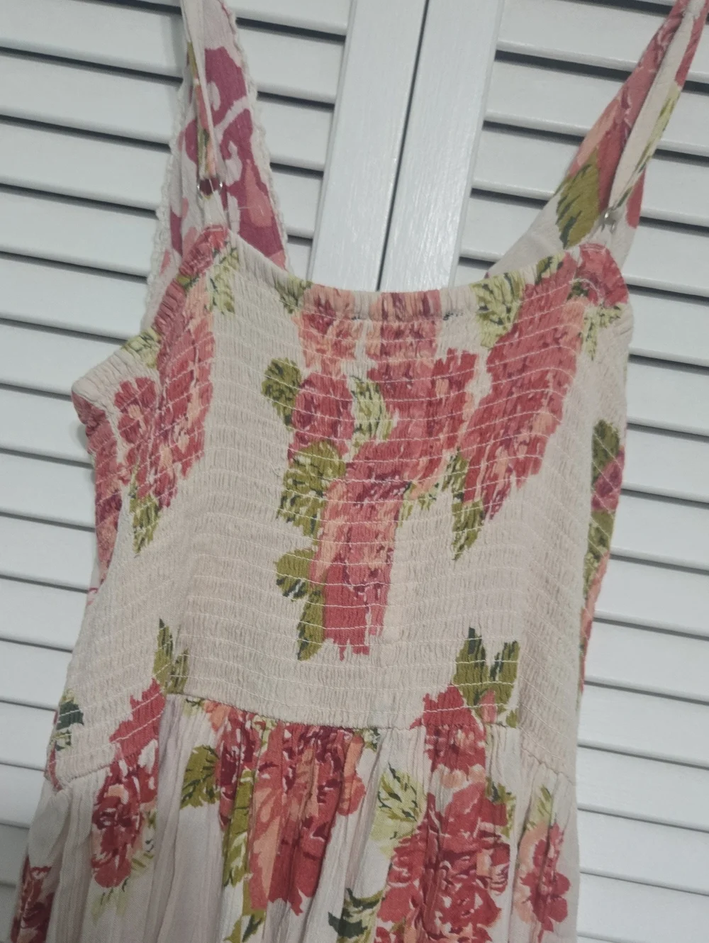 Angie Cream & Pink Floral Twist Front Tiered Maxi Dress Boho